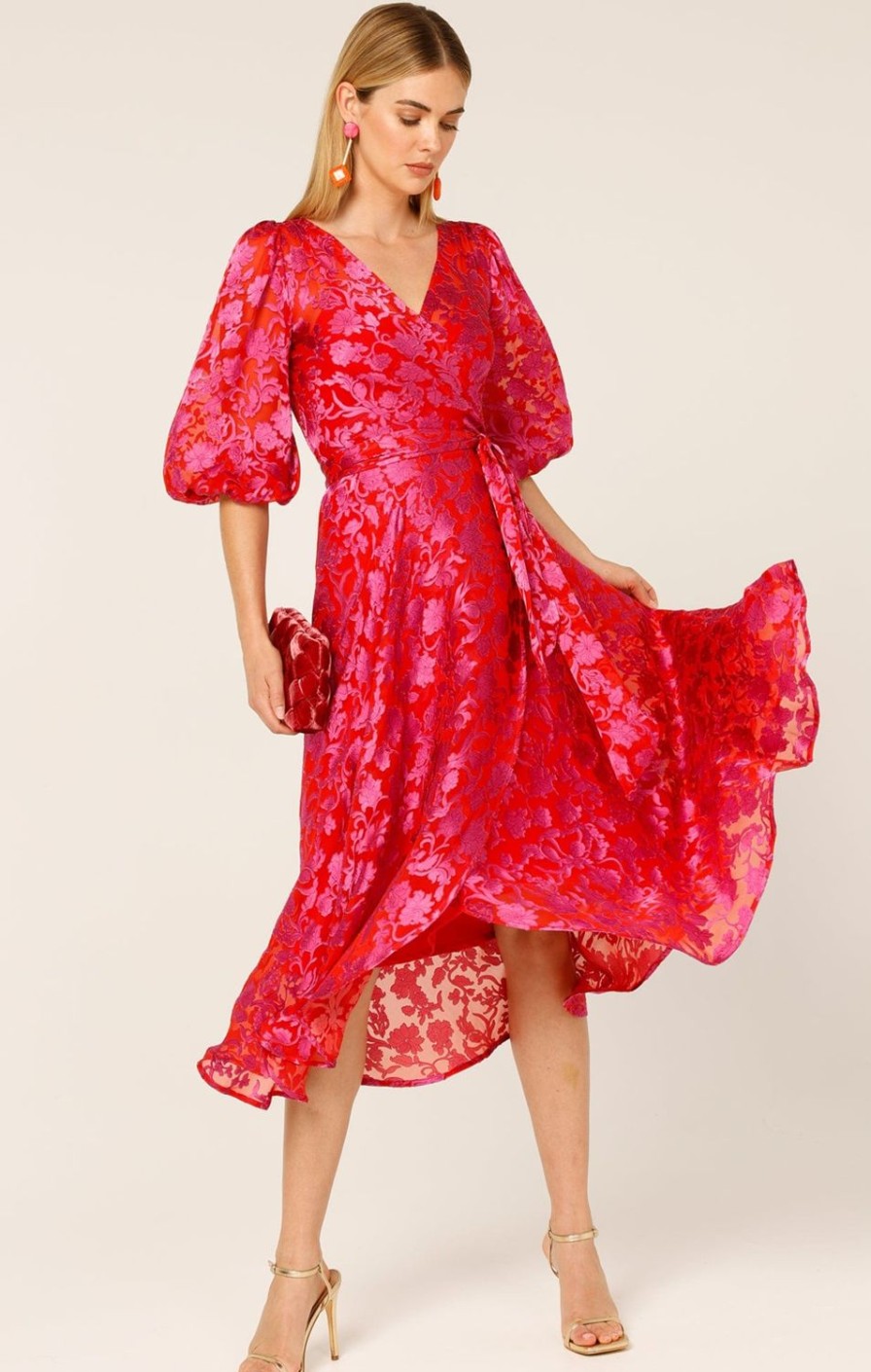 Sacha Drake Wedding Guest | Lily Fire Wrap Dress